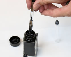 How to fill a converter fountain pen - ink bottle