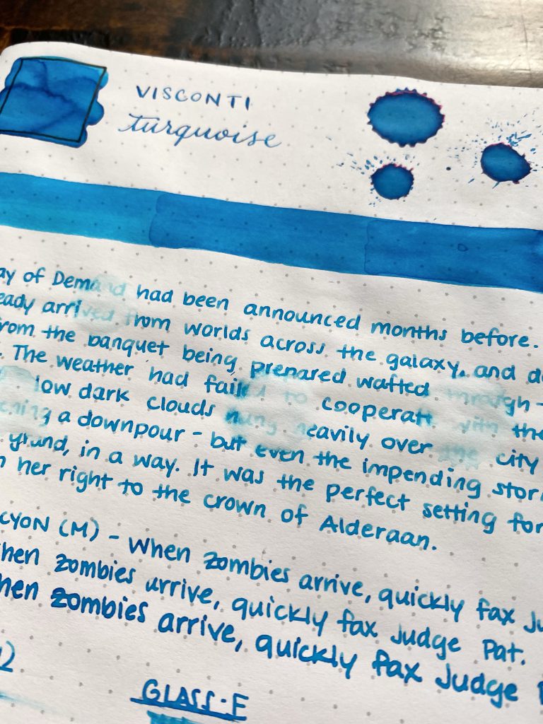 Visconti Turquoise Ink Review