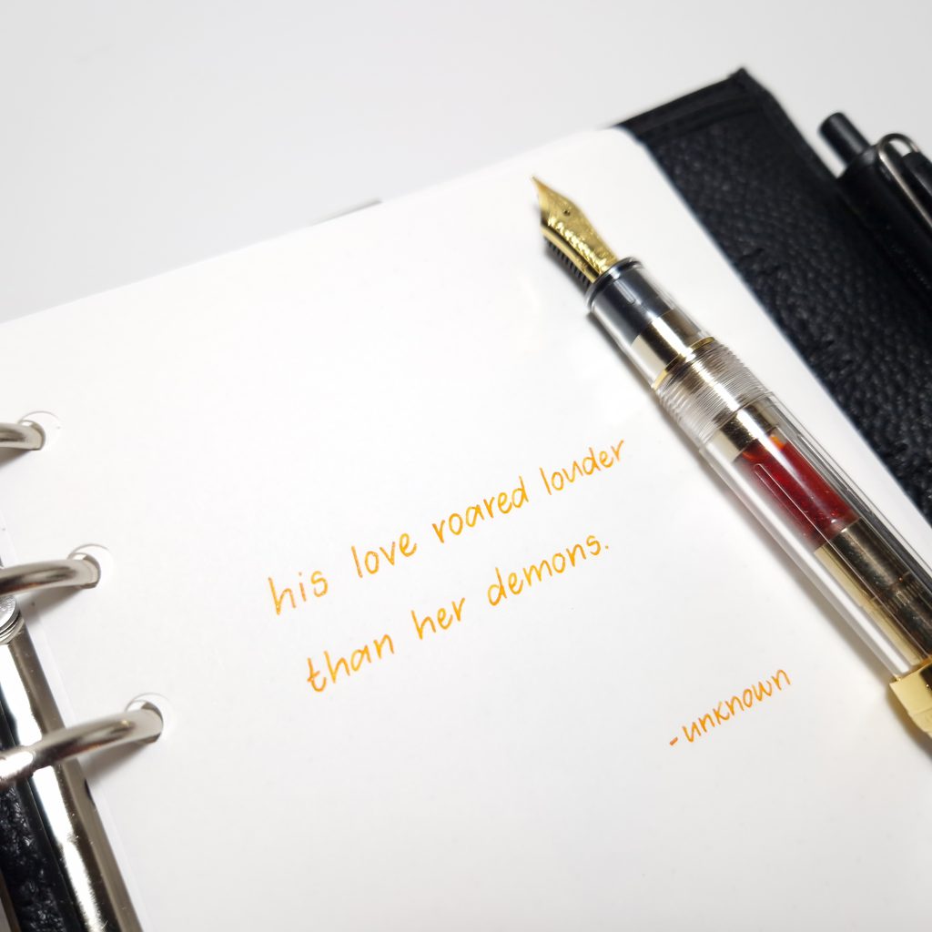 Van Dieman's The Sun fountain pen ink review writing sample - closeup